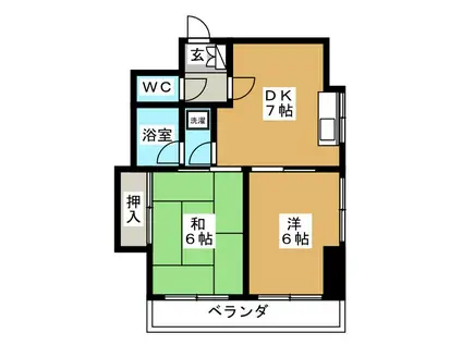 ラ・カーサモモイ(2DK/4階)の間取り写真