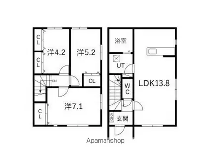 シェモア(3LDK/1階)の間取り写真