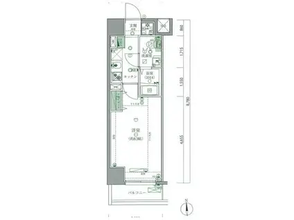 GROWS FUCHU イースト II(1K/8階)の間取り写真