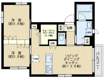 カーサTS根津(2LDK/3階)の間取り写真