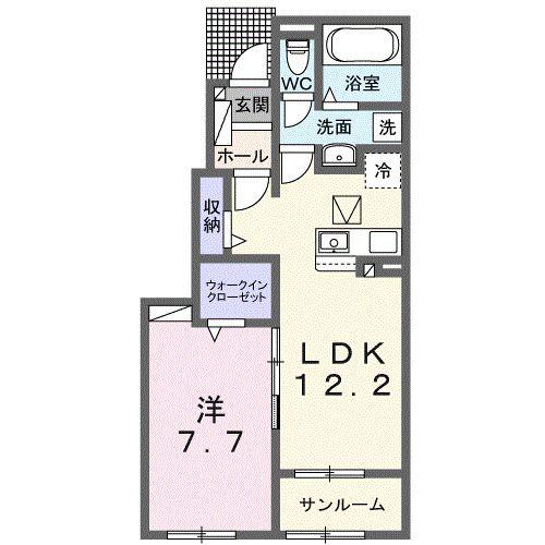 ルミエール取手(1LDK/1階)の間取り写真
