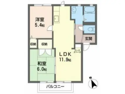 オンス小垣内(2LDK/2階)の間取り写真