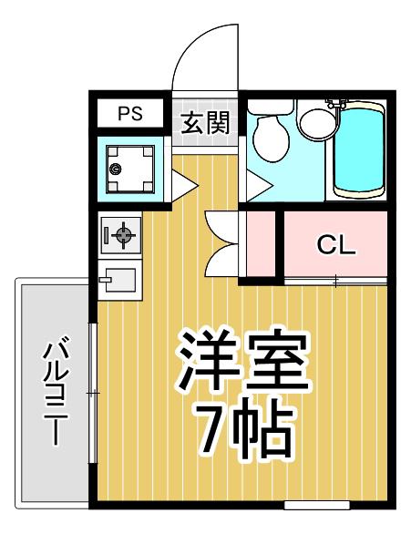 ロイヤルメゾン塚口Ⅷ(ワンルーム/4階)の間取り写真