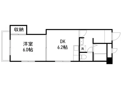 フラット神谷(1DK/2階)の間取り写真