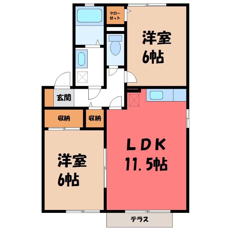 ラヴィーヌ A(2LDK/1階)の間取り写真