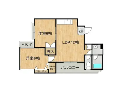 レストプレイス筑波(2LDK/3階)の間取り写真