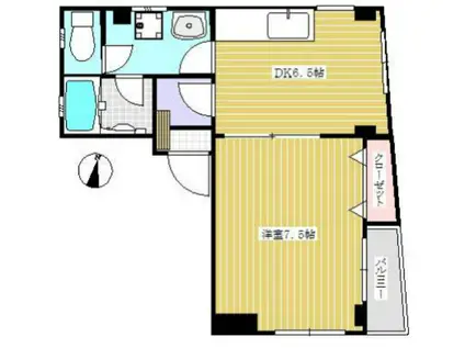 増渕ビル(1DK/3階)の間取り写真