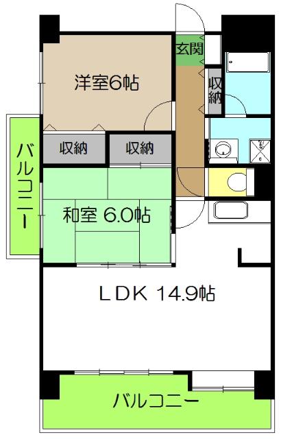 ジュピター(2LDK/5階)の間取り写真
