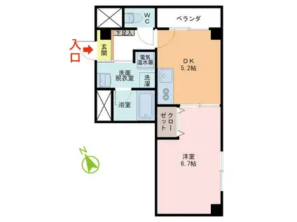 サトービル(1DK/2階)の間取り写真