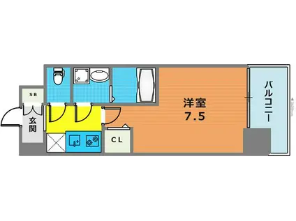 セオリー神戸グルーブ(1K/7階)の間取り写真