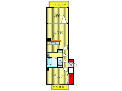 東和ビル(2LDK/3階)の間取り写真