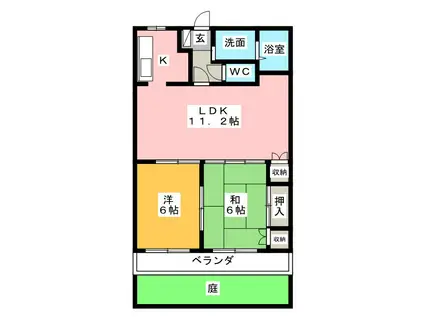 メゾンソレイユ(2LDK/1階)の間取り写真