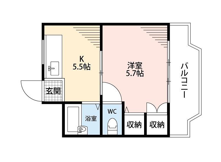 第3星ヶ丘マンション(1K/4階)の間取り写真