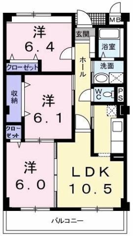 グランポ-ト(3LDK/2階)の間取り写真