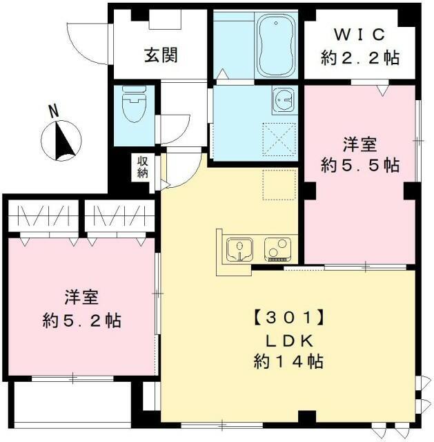 リビエール水神(2LDK/3階)の間取り写真