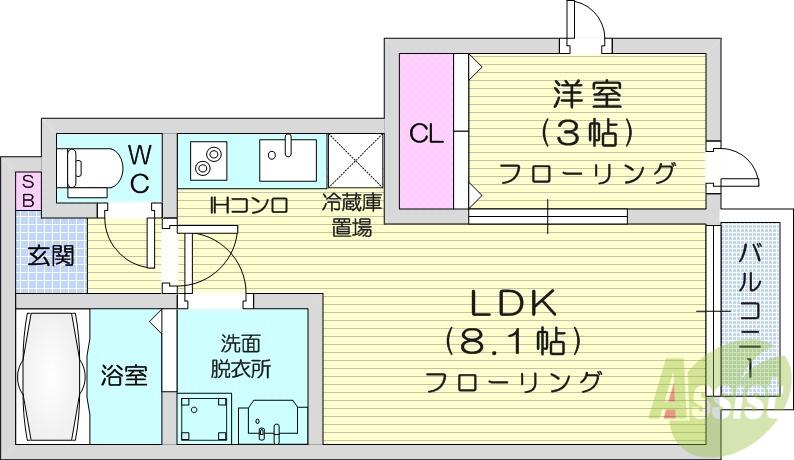 CASA TELA(1LDK/1階)の間取り写真