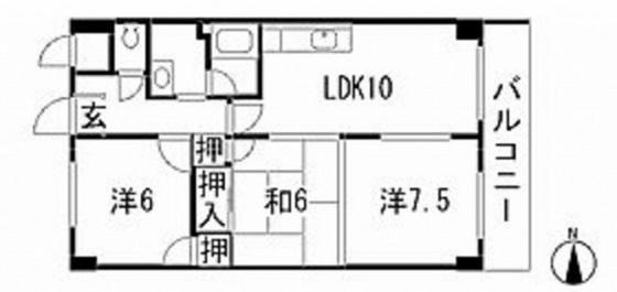 マスヒロビル(3LDK/5階)の間取り写真
