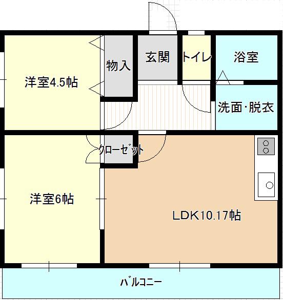 メゾンキャンベル(2LDK/2階)の間取り写真