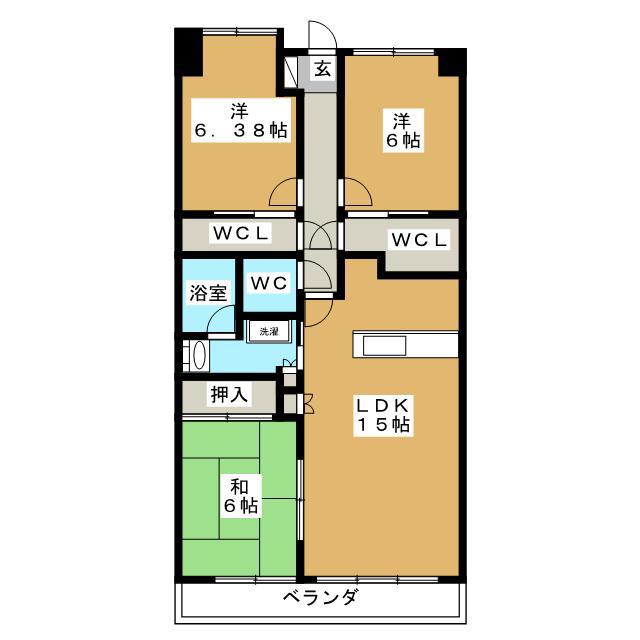 ワンダーベイシティSAZANフロントウィング(3LDK/21階)の間取り写真