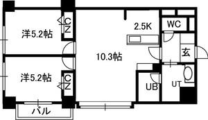 PRIME URBAN北3条通(2LDK/5階)の間取り写真