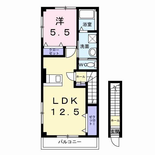 リオ・グランデB(1LDK/2階)の間取り写真
