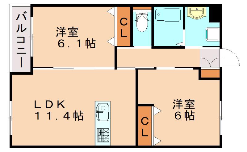 グランチェスタII(2LDK/1階)の間取り写真