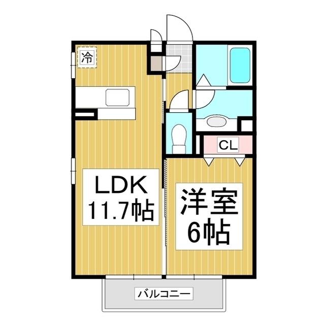 ハピネスコート(1LDK/2階)の間取り写真