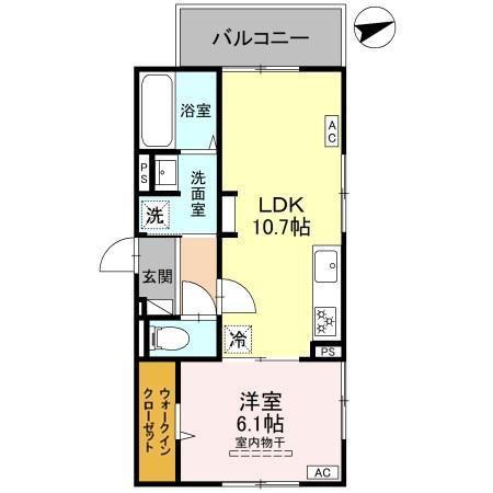 GRAMM下津林ウエスト(1LDK/2階)の間取り写真