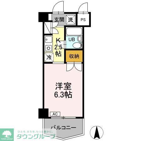 ジュネス西生田(1K/2階)の間取り写真