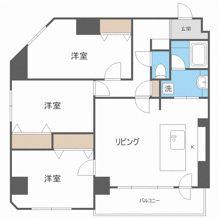 トミイビル宮の森NO77(3LDK/3階)の間取り写真