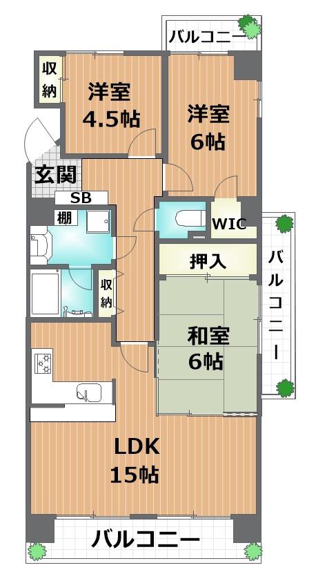 パードレ関目(3LDK/8階)の間取り写真