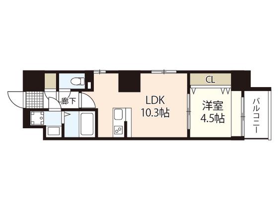 NSP BUILDING HEIWAODORI(1LDK/4階)の間取り写真