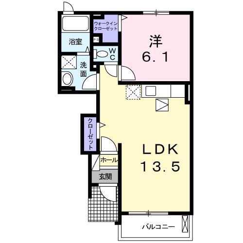 エスペランサI(1LDK/1階)の間取り写真