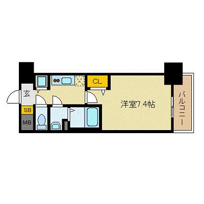 プレサンス久屋大通公園エアリー(1K/2階)の間取り写真