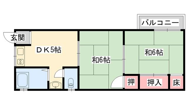 川島マンション(2DK/1階)の間取り写真