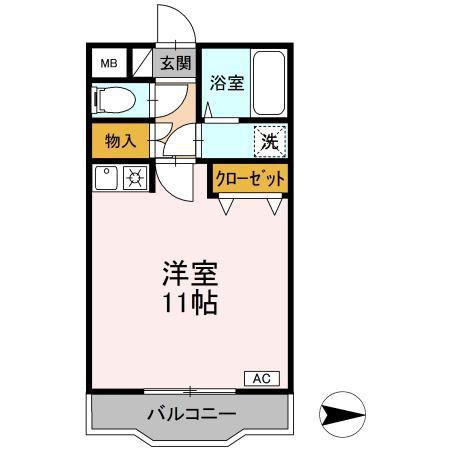 クリスタル甲府善光寺(ワンルーム/3階)の間取り写真