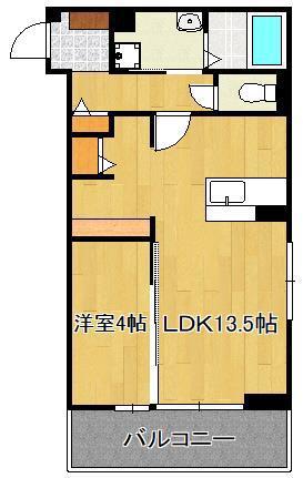 D-ROOM友田(1LDK/2階)の間取り写真