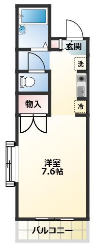 センターハイツ(1K/2階)の間取り写真