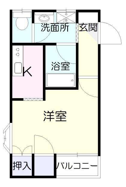 南町山岸ハイツ(1K/2階)の間取り写真