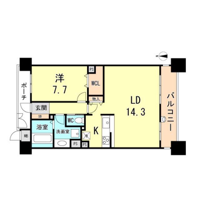 フジヤマフラッツ(1LDK/8階)の間取り写真