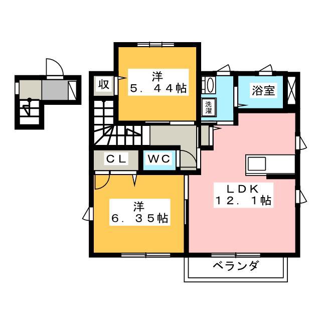 プレステージIT C(2LDK/2階)の間取り写真