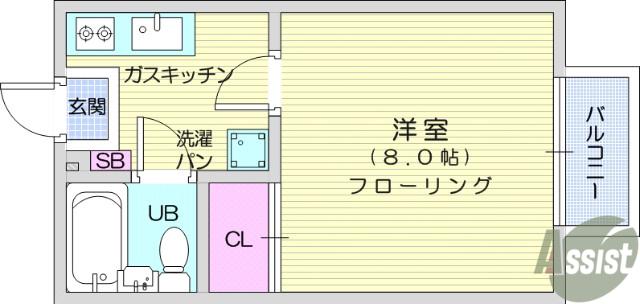 メゾンNIAS(1K/1階)の間取り写真