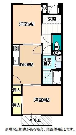 SURPLUS TWOアクアマリンKOSHIBA(2DK/1階)の間取り写真