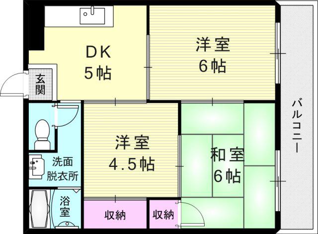上祇園ハイツ(3DK/1階)の間取り写真