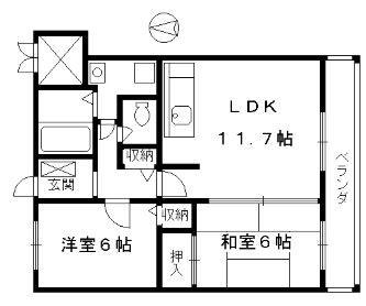 ハイツモアライフ(2LDK/1階)の間取り写真