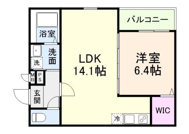 フジパレス戸伏町II(1LDK/3階)の間取り写真