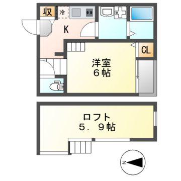 ハーモニーテラス大杉町III(1K/1階)の間取り写真
