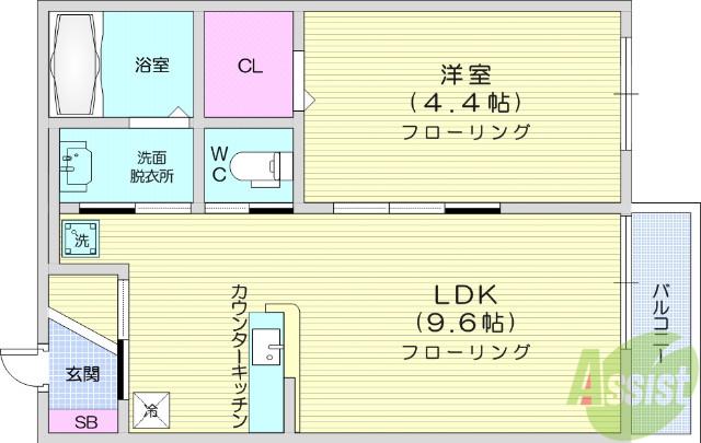 クレストⅢ(1LDK/1階)の間取り写真