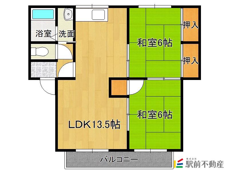 パークハウス神野B(2LDK/2階)の間取り写真