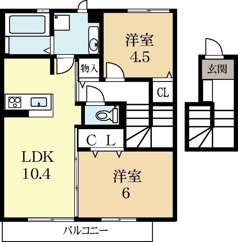 アイリス城陽(2LDK/2階)の間取り写真